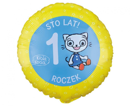 #BFK Balon foliowy Kicia Kocia - 1 Roczek, 18 cali