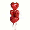 Balony serca czerwone 45 cm – bukiet 5 szt. (foliowe, na hel lub powietrze)