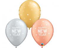 Balon QL 11 cali z nadr. Happy New Year, mix kolorów
