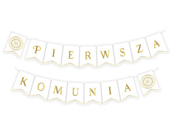 Girlanda papierowa - Pierwsza Komunia, flagi 13.5x17.5 cm, 2x300 cm