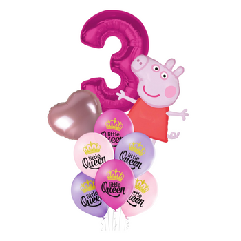 Bukiet balonów na URODZINY z balonem PEPPA PIG - opcja hel