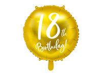 Balon foliowy 18 urodziny 18th Birthday złoty 45 cm
