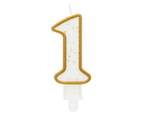 Świeczka B&C cyferka "1", złoty kontur