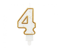 Świeczka B&C cyferka "4", złoty kontur