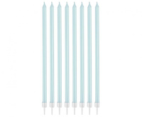 Świeczki perłowe jasnoniebieskie, 15.5x0.44 cm, 8 szt.