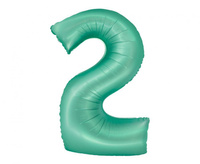 Balon foliowy Smart, Cyfra 2, miętowa matowa, 76 cm
