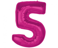 Balon foliowy Smart, cyfra 5, różowa, 92 cm