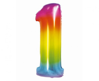 Balon foliowy Smart, Cyfra 1, tęczowa, 76 cm