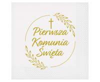 Serwetki papierowe Pierwsza Komunia Święta kłosy 33 x 33 cm 20 szt.