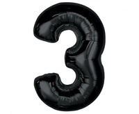 Balon foliowy Smart, cyfra 3, czarna, 92 cm