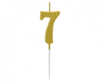 Świeczka Piker Cyfra 7 metaliczna złota 9,5 x 2,3 cm