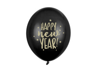Balony 30cm, Happy New Year, Pastel Black (1 op. / 6 szt.)