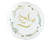 Balon foliowy Gołąbek z listkami, okrągły 18 cali