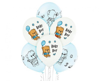 Balony Belbal 12", D11, urocze Baby chłopczyk biało-niebieskie, 6szt.
