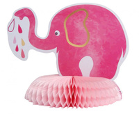 Dekoracja B&G na stół Baby Girl - słonik, jasnoróżowa, 14x18 cm