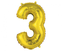 Balon foliowy "Cyfra 3", złota, 35 cm