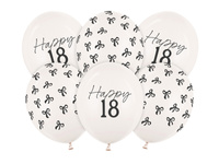 Balony lateksowe 18 urodziny Happy 18 Birthday Off-white Pastel 30 cm 6 szt.