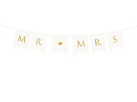 Baner Ślub Mr Mrs biały 15 x 85 cm