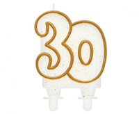 Świeczka B&C cyferka "30", złoty kontur
