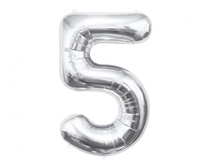 Balon foliowy Cyfra 5 srebrny 85 cm