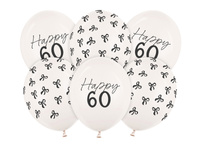 Balony lateksowe 60 urodziny Happy 60 Birthday Off-white Pastel 30 cm 6 szt.
