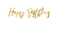 Baner Happy Birthday złoty 16,5 x 62 cm