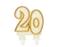 Świeczka B&C cyferka "20", złoty kontur