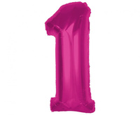 Balon foliowy Smart, cyfra 1, różowa, 92 cm