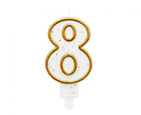 Świeczka B&C cyferka "8", złoty kontur