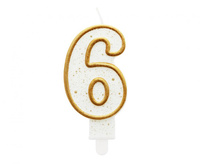 Świeczka B&C cyferka "6", złoty kontur