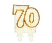 Świeczka B&C cyferka "70", złoty kontur