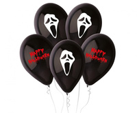 Balony lateksowe Premium Straszne Halloween czarne 30 cm 5 szt.