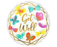 #BFK Balon foliowy 18" SHP -  Get well white & gold