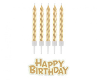 Świeczki urodzinowe Happy Birthday złote 16 szt.