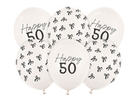 Balony lateksowe 50 urodziny Happy 50 Birthday Off-white Pastel 30 cm 6 szt.