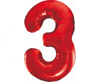 Balon foliowy Cyfra 3 czerwony 85 cm