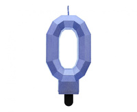 Świeczka cyferka 0 - Diament, metalik ciemnoniebieski, 7.6 cm