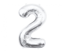 Balon foliowy Cyfra 2 srebrny 85 cm