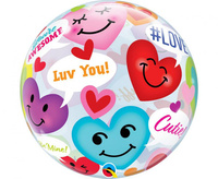 Balon foliowy 22" QL Bubble Poj. Conversation Smiley Hearts