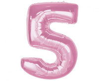 Balon foliowy Smart, cyfra 5, j. różowa, 92 cm