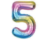 Balon foliowy B&C Cyfra 5, tęczowa, 85 cm