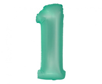 Balon foliowy Smart, Cyfra 1, miętowa matowa, 76 cm