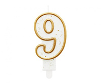 Świeczka B&C cyferka "9", złoty kontur