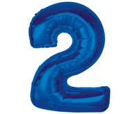 Balon foliowy Smart, cyfra 2, niebieska, 92 cm