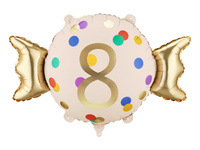 Balon foliowy Cukierek 8 urodziny Happy 8 Birthday 61 x 37 cm