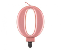 Świeczka B&C cyferka 0, metalik różowo-złota, 8,0 cm