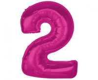 Balon foliowy Smart, cyfra 2, różowa, 92 cm