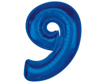 Balon foliowy Smart, cyfra 9, niebieska, 92 cm