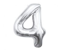 Balon foliowy Cyfra 4 srebrny 85 cm