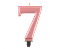 Świeczka Cyfra 7 metalik 8 różowo-złota 0 cm